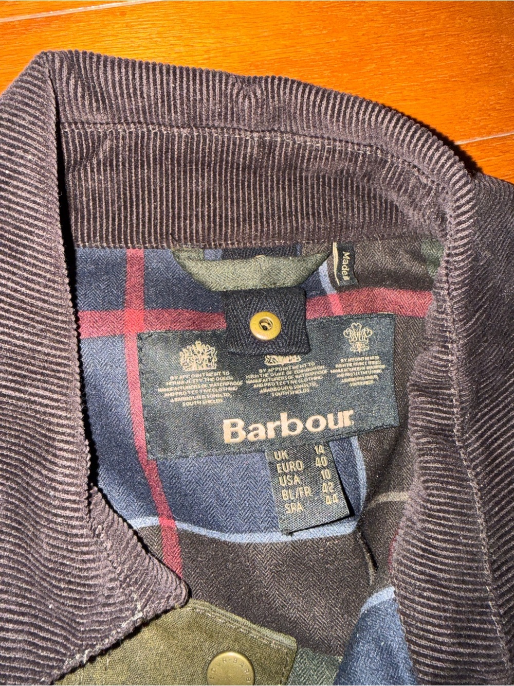 Barbour Acorn Olive Waxed Cotton Jacket size 10 - Picture 3 of 6